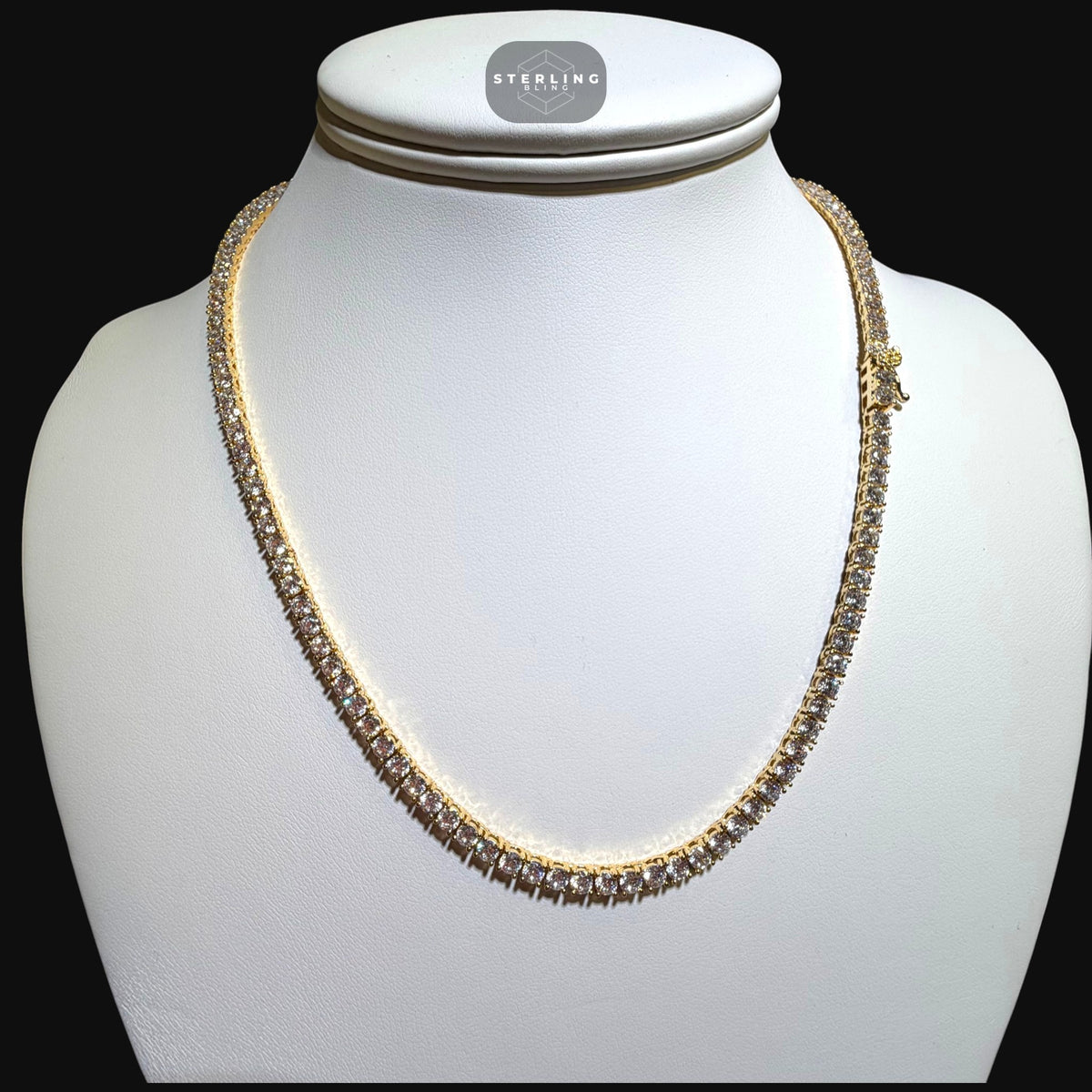 14K Yellow Gold Plated CZ Tennis Necklace