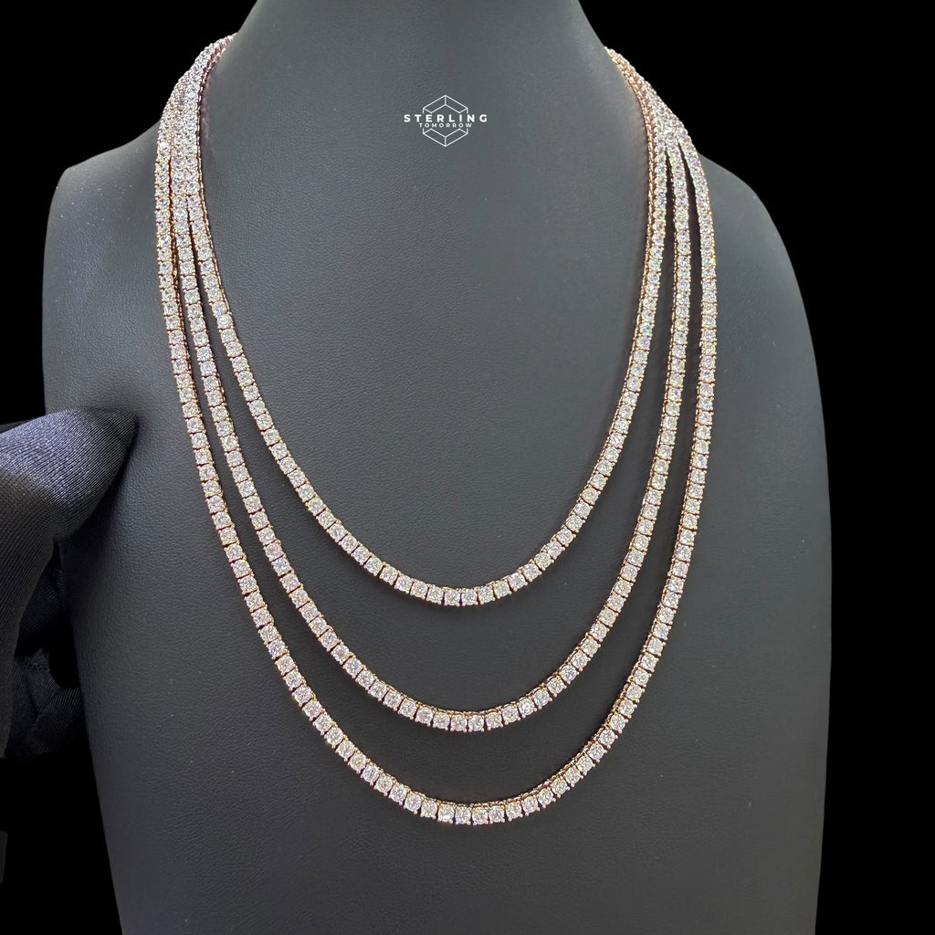 3mm 14k Rose Gold Finish CZ Tennis Chain