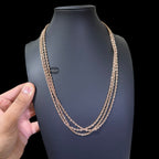 3mm Rose Gold Rope Chain Necklace, 22 Inch Stainless Steel Necklace, 14K Rose Gold Bonded Chain, Waterproof Jewelry, Gift for Him Her