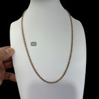 3mm Rose Gold Rope Chain Necklace, 22 Inch Stainless Steel Necklace, 14K Rose Gold Bonded Chain, Waterproof Jewelry, Gift for Him Her