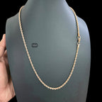 3mm Rose Gold Rope Chain Necklace, 22 Inch Stainless Steel Necklace, 14K Rose Gold Bonded Chain, Waterproof Jewelry, Gift for Him Her