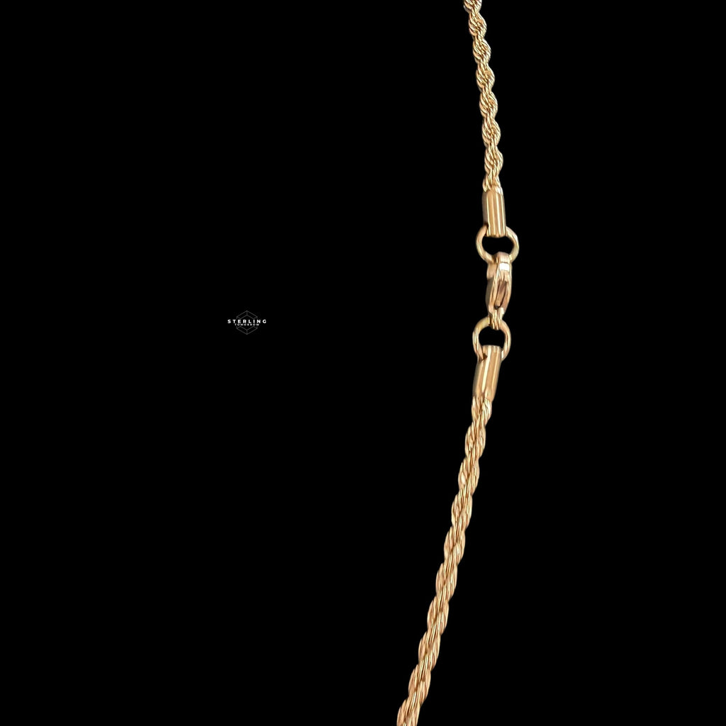 3mm Rose Gold Rope Chain Necklace, 22 Inch Stainless Steel Necklace, 14K Rose Gold Bonded Chain, Waterproof Jewelry, Gift for Him Her