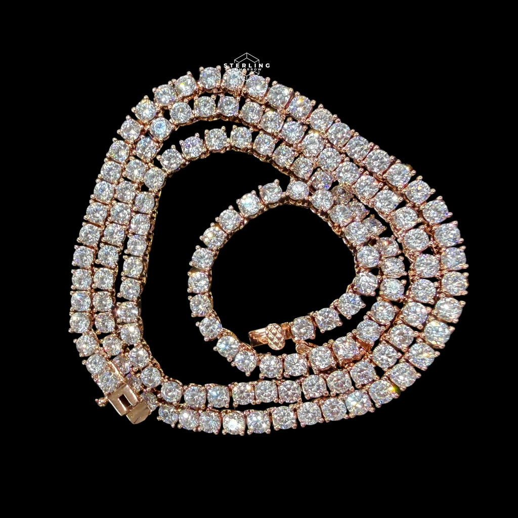 Moissanite 3mm Rose Gold Tennis Chain Bracelet Necklace