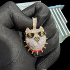 14K Gold Iced Out Bulldog Pendant | CZ Diamond Hip Hop Dog Necklace | Dollar Sign Sunglasses Bling Charm