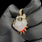 14K Gold Iced Out Bulldog Pendant | CZ Diamond Hip Hop Dog Necklace | Dollar Sign Sunglasses Bling Charm