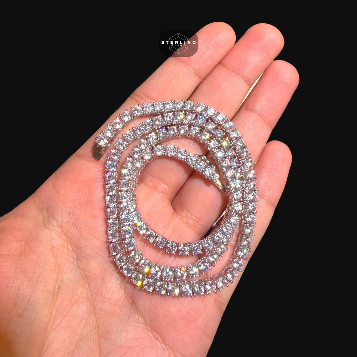 4mm Tennis Chain - 14k White Gold Plated