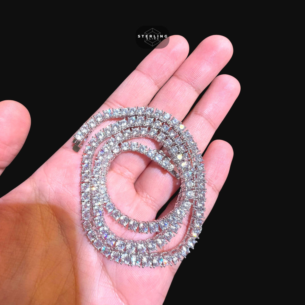 4mm Tennis Chain - 14k White Gold Plated