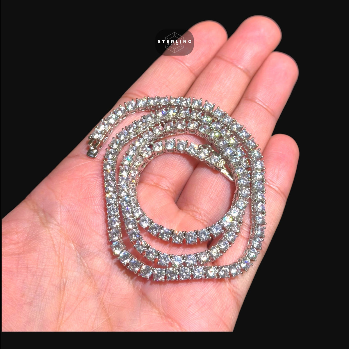 4mm Tennis Chain - 14k White Gold Plated