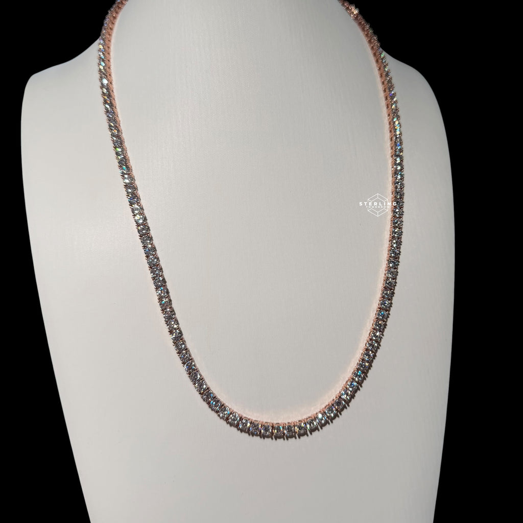 4mm 14k Rose Gold Finish CZ Tennis Chain