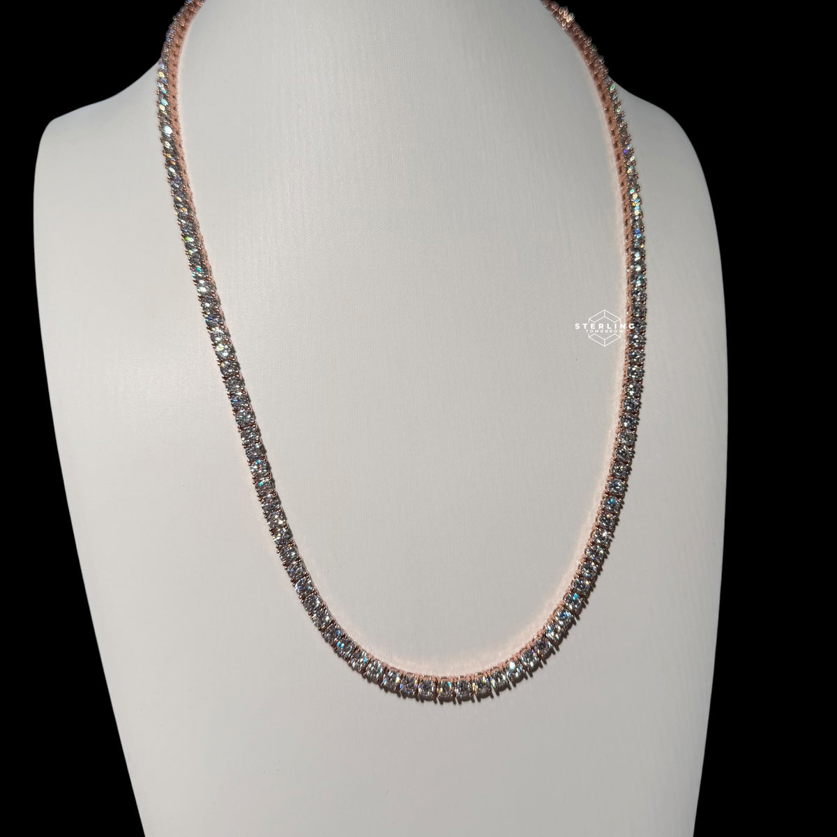 4mm 14k Rose Gold Finish CZ Tennis Chain