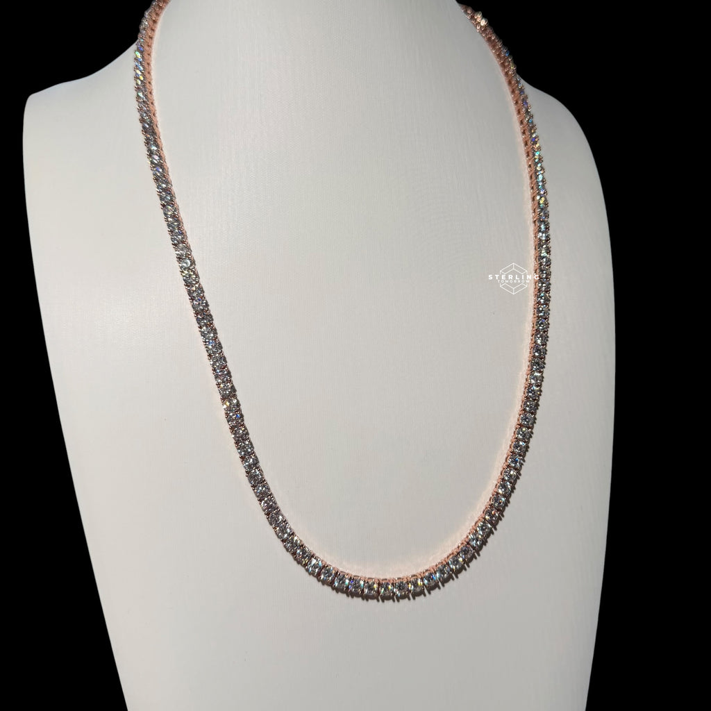 4mm 14k Rose Gold Finish CZ Tennis Chain
