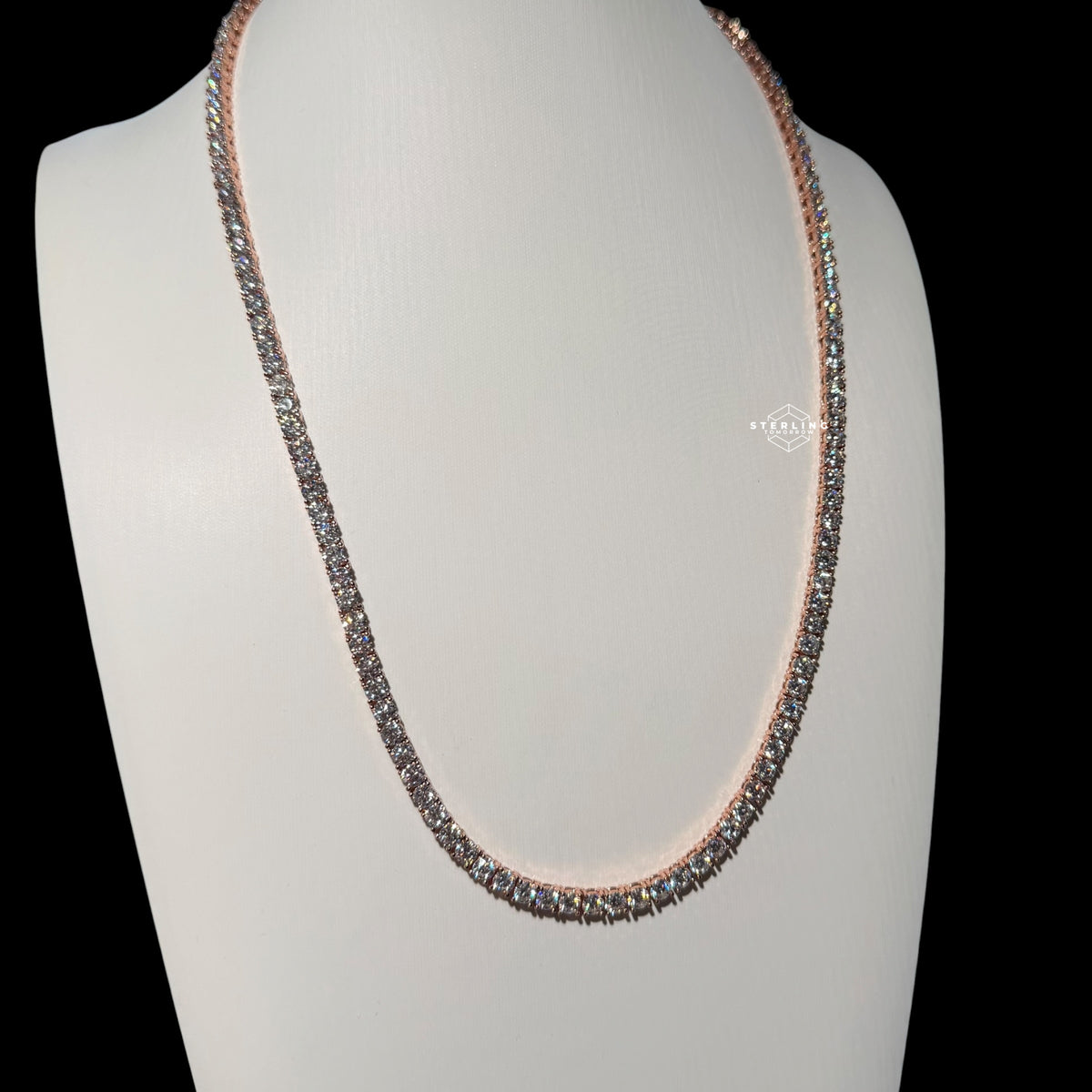 4mm 14k Rose Gold Finish CZ Tennis Chain