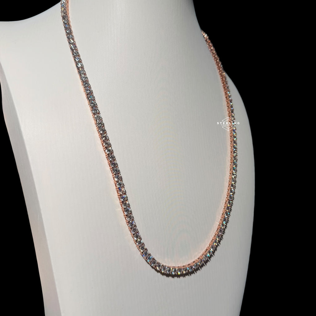 4mm 14k Rose Gold Finish CZ Tennis Chain