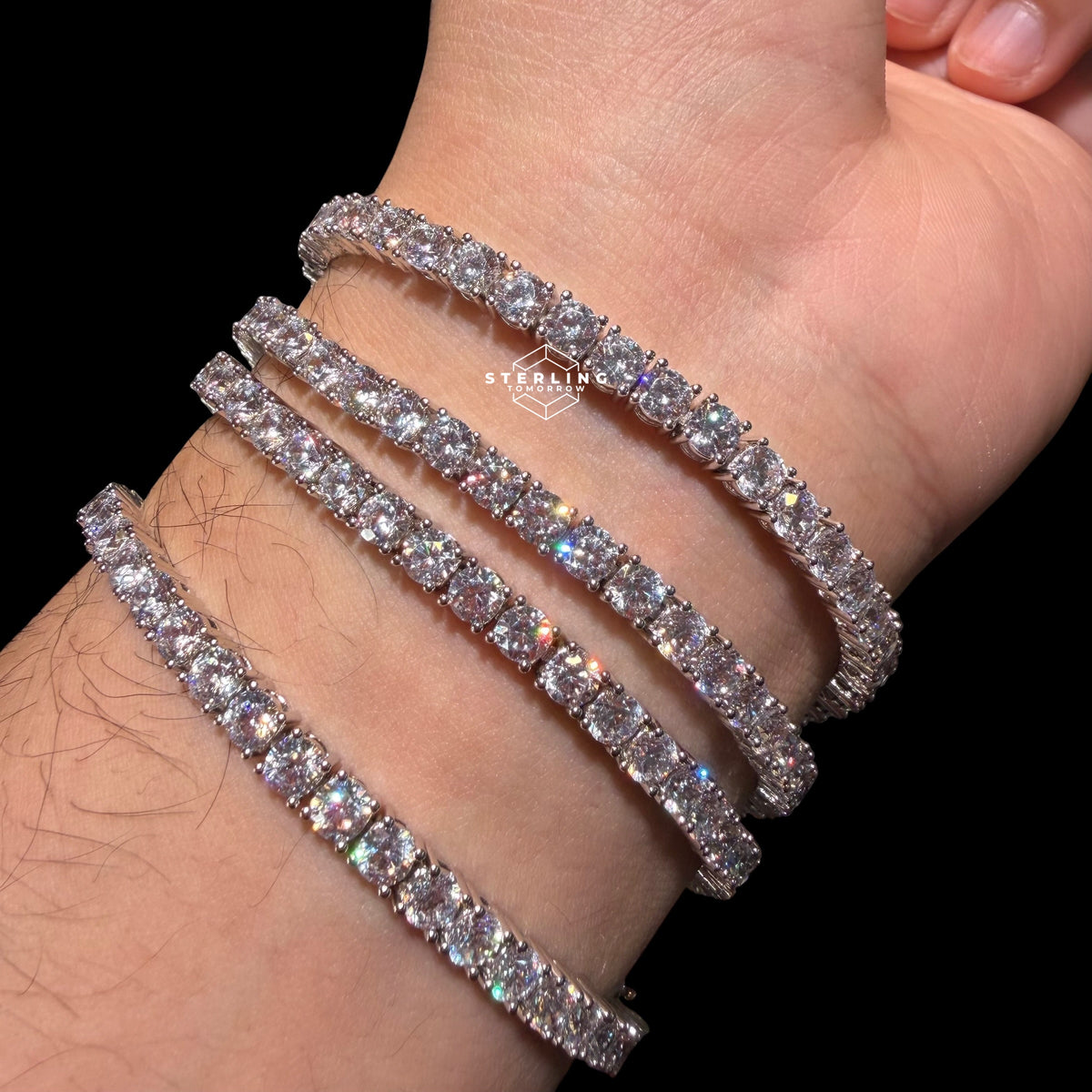 4mm Moissanite Tennis Bracelet, 925 Sterling Silver, VVS1 D Color, GRA Certified