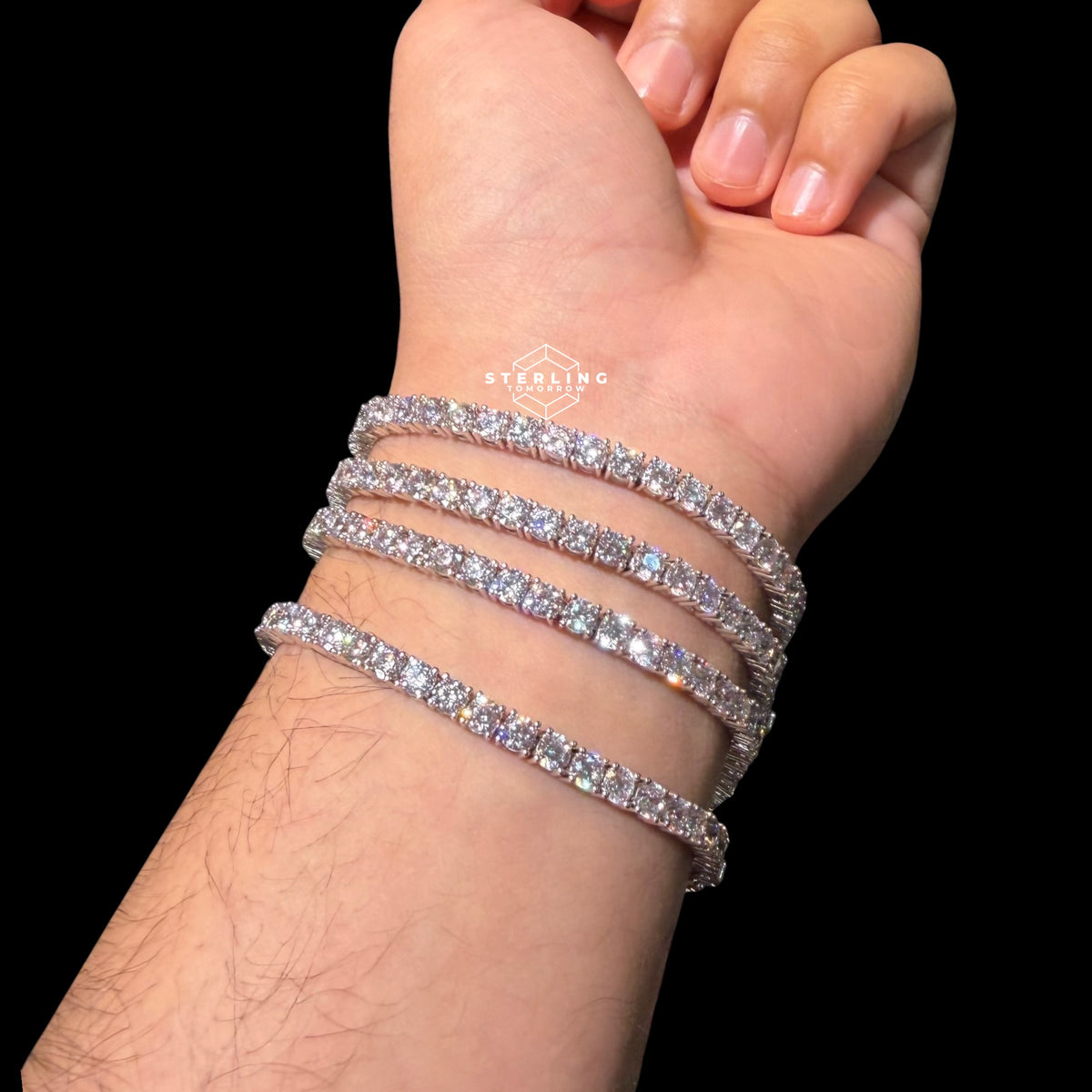 4mm Moissanite Tennis Bracelet, 925 Sterling Silver, VVS1 D Color, GRA Certified