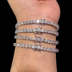 4mm Moissanite Tennis Bracelet, 925 Sterling Silver, VVS1 D Color, GRA Certified