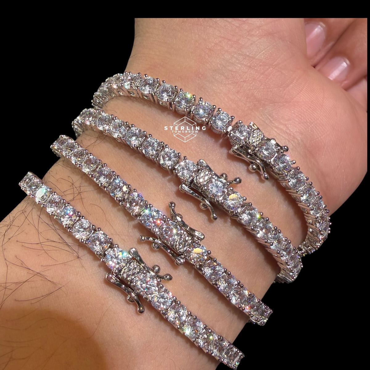 4mm Moissanite Tennis Bracelet, 925 Sterling Silver, VVS1 D Color, GRA Certified