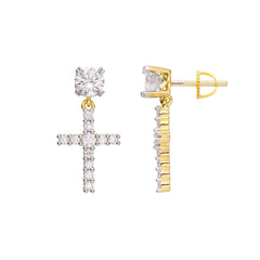 Cross Moissanite Religious Stud Earrings