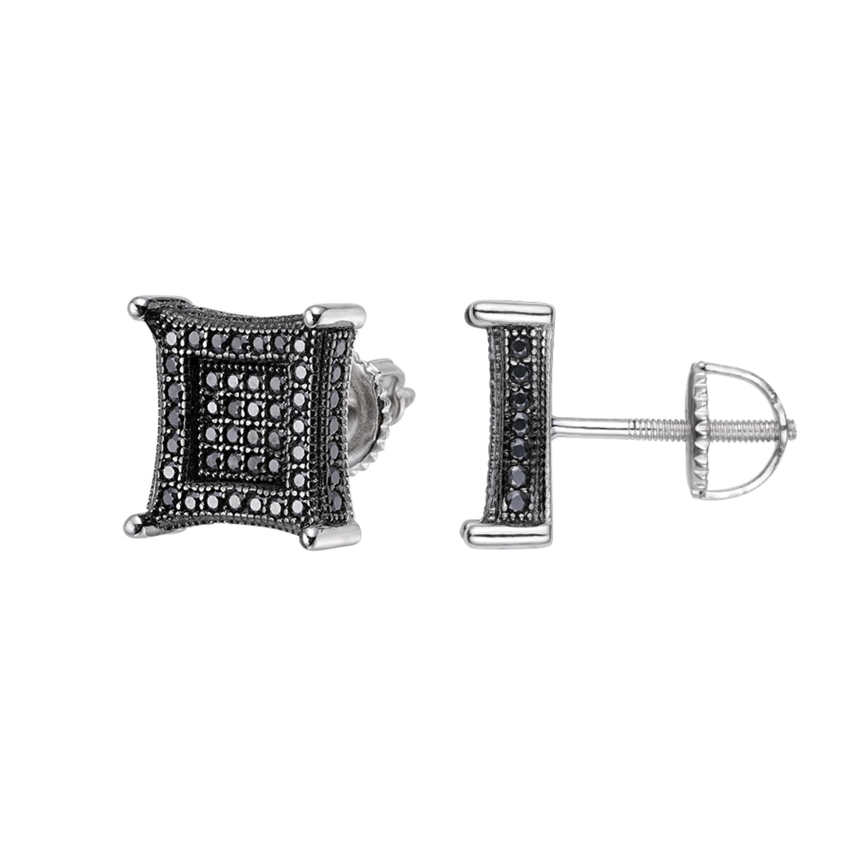 Black Moissanite Square Stud Earrings