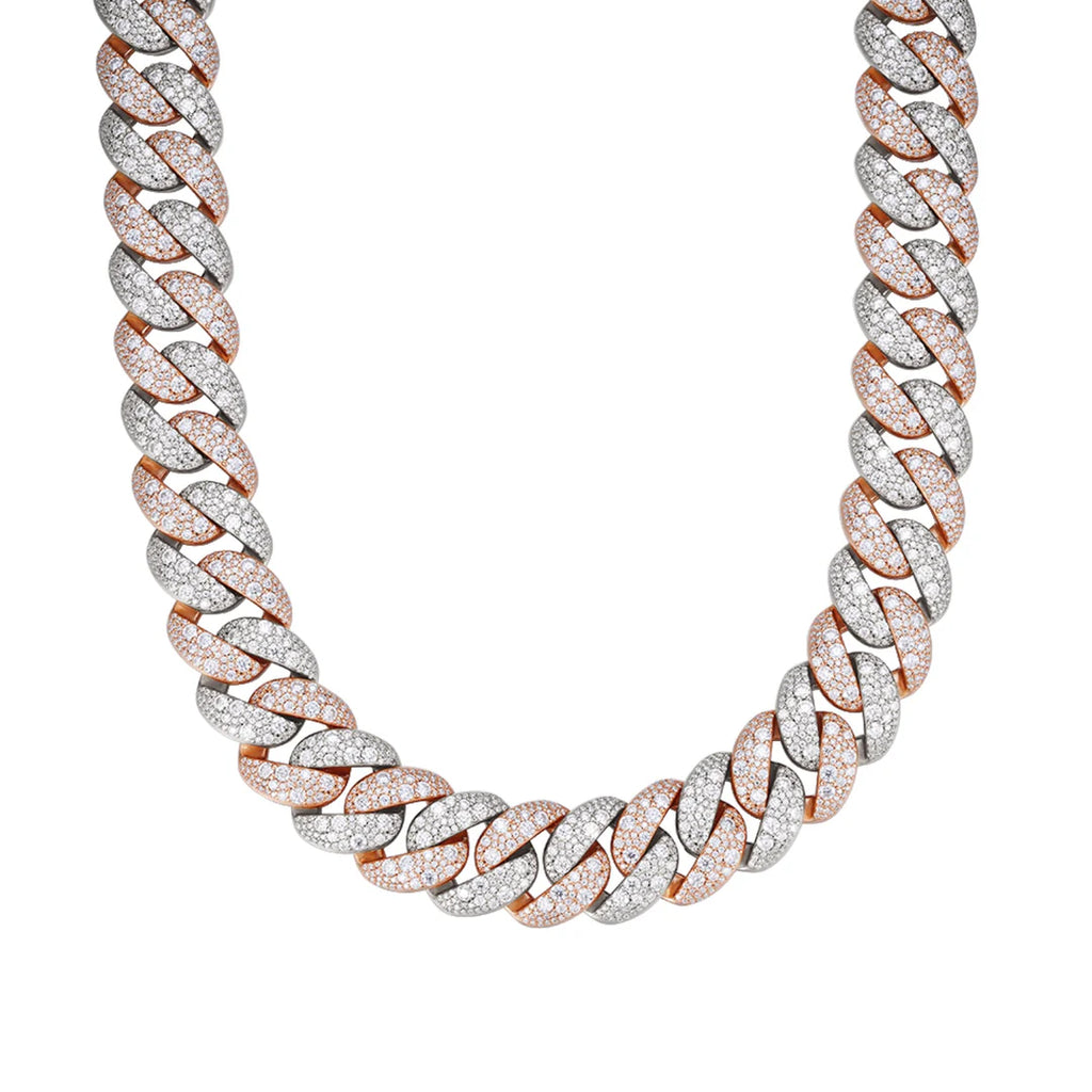 Moissanite 22mm 22" Rose Mosaic Cuban Chain