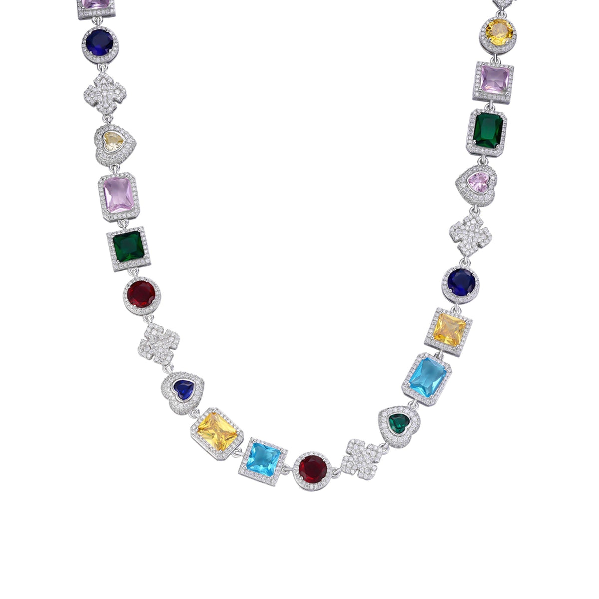 Multi Gemstone 22" Moissanite Necklace