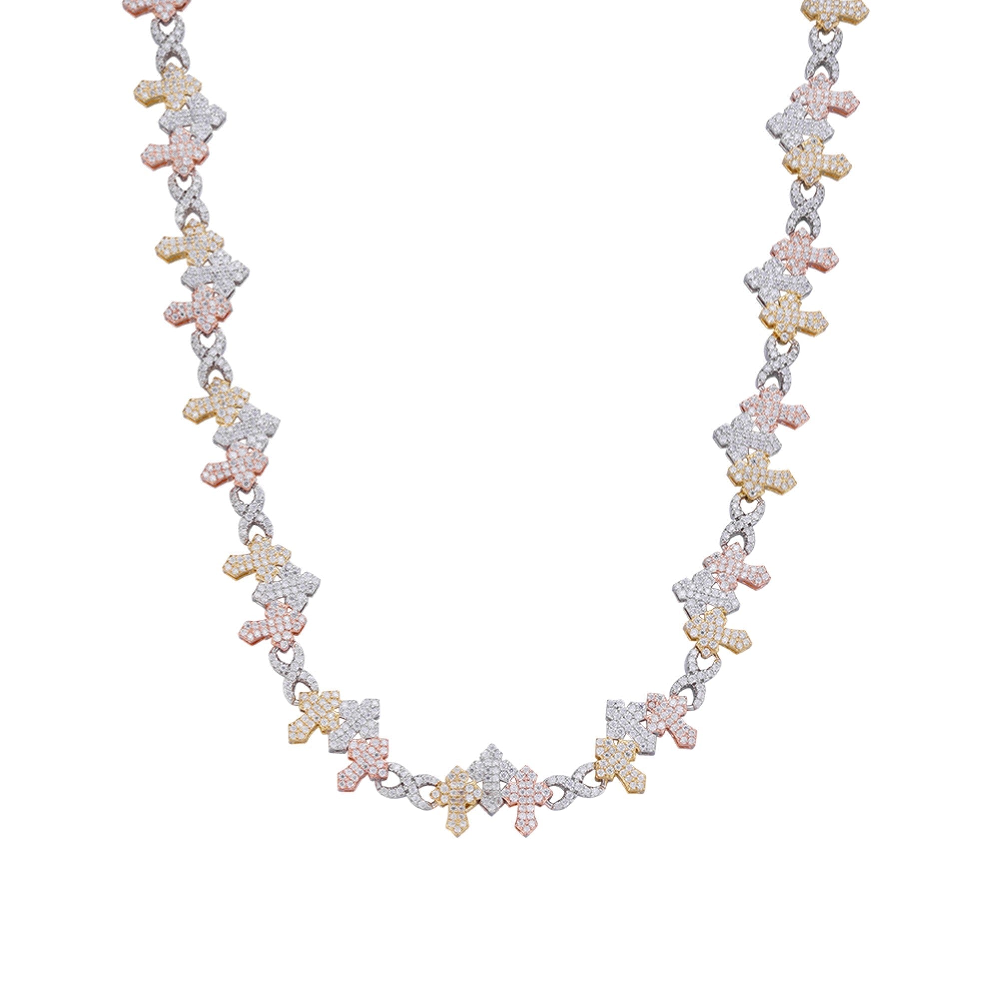 Infinity 3 Cross Moissanite 22" Religious Necklace