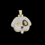 14K Gold Iced Out Puppy Dog Pendant | CZ Diamond Hip Hop Necklace | Dollar Sign Eyes Bling Charm