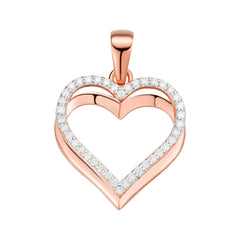 Double Row Hearts Rose Moissanite Pendant - 925 Sterling Silver