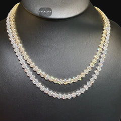 Small Honeycomb 5mm Flower Tennis Necklace