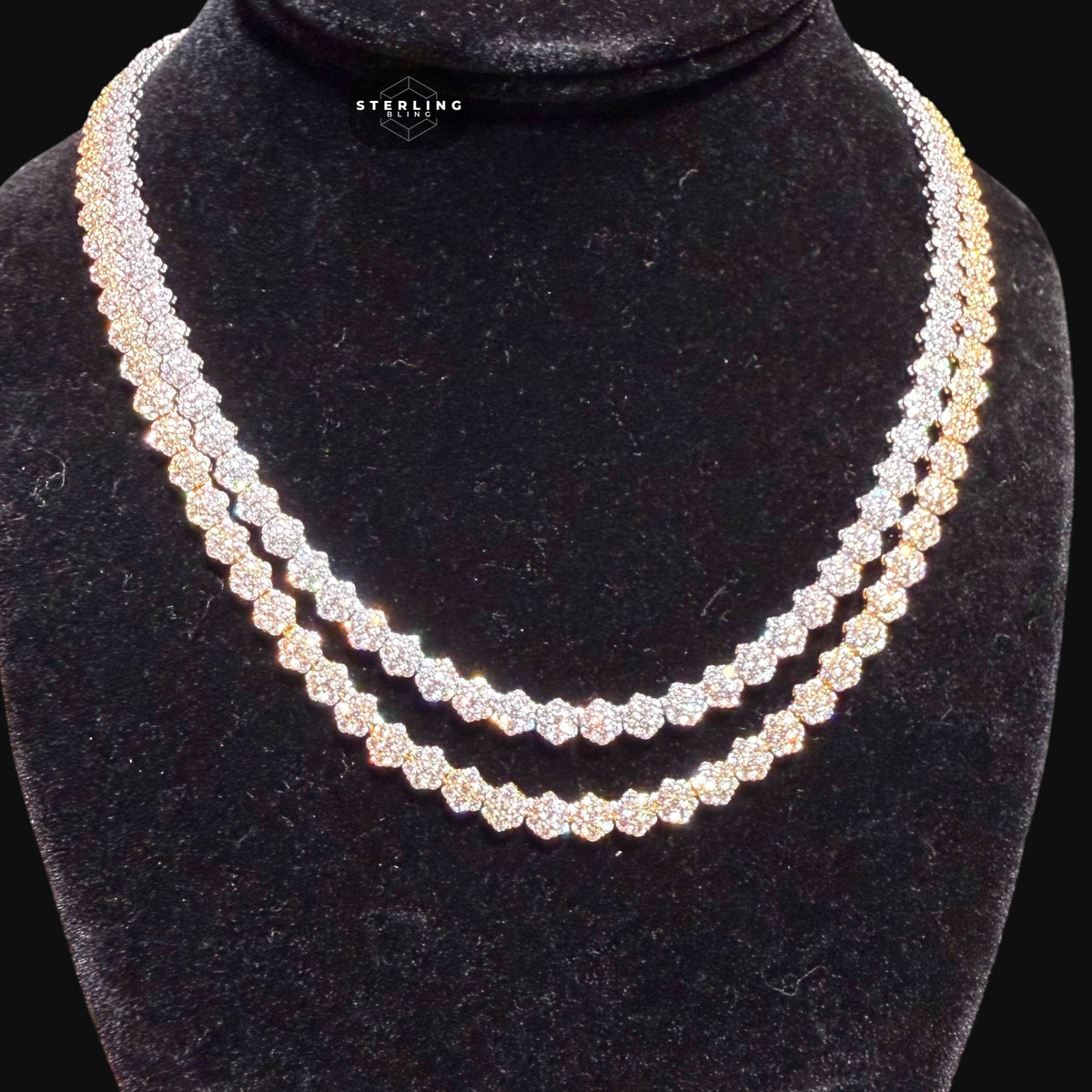 Small Honeycomb 5mm Flower Tennis Necklace