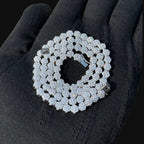 5mm Flower Cluster Tennis Chain or Bracelet, Iced Out 14K White Gold Plated Hip Hop Jewelry, Floral Necklace for Men Women