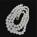 5mm Flower Cluster Tennis Chain or Bracelet, Iced Out 14K White Gold Plated Hip Hop Jewelry, Floral Necklace for Men Women