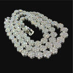5mm Flower Cluster Tennis Chain or Bracelet, Iced Out 14K White Gold Plated Hip Hop Jewelry, Floral Necklace for Men Women
