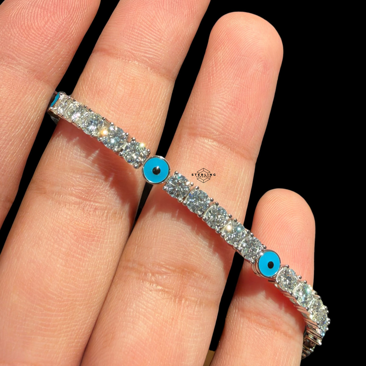 5mm Moissanite Evil Eye Tennis Bracelet Womens