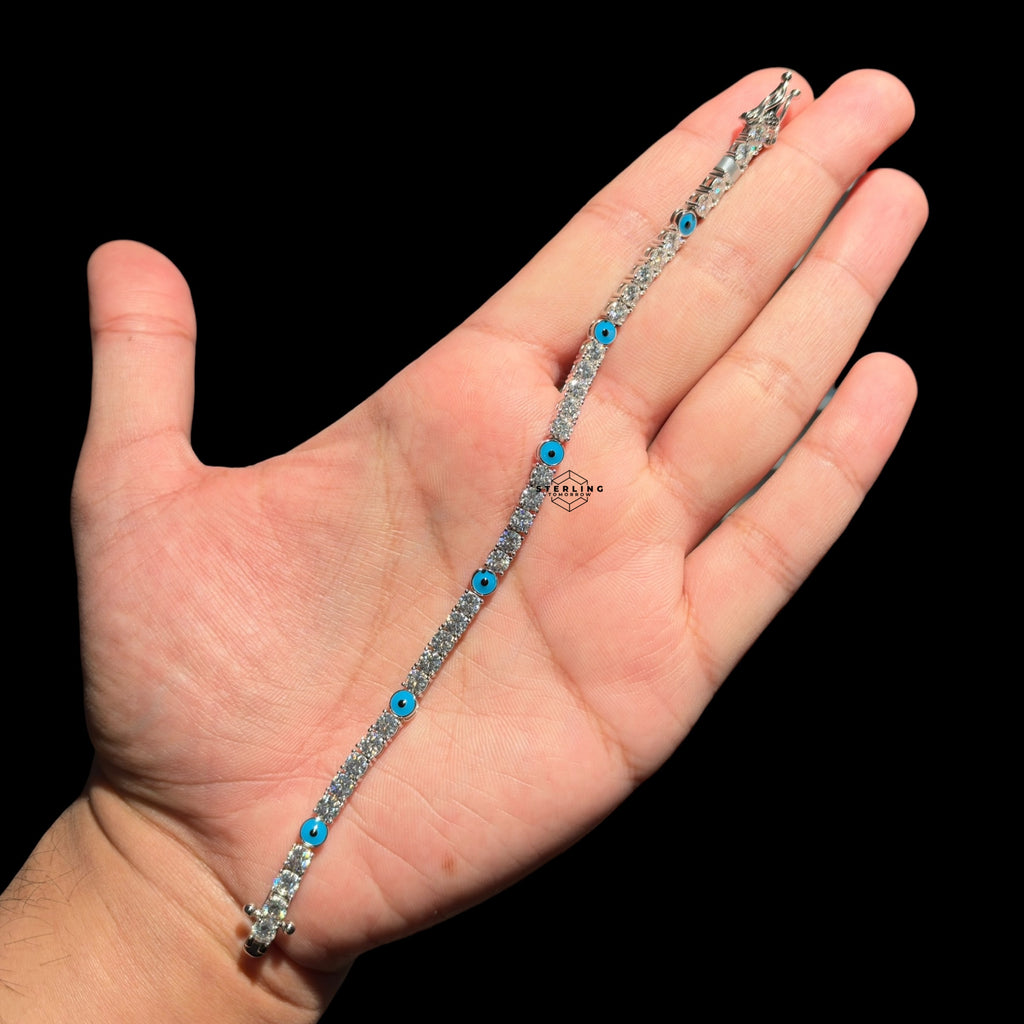 5mm Moissanite Evil Eye Tennis Bracelet Womens