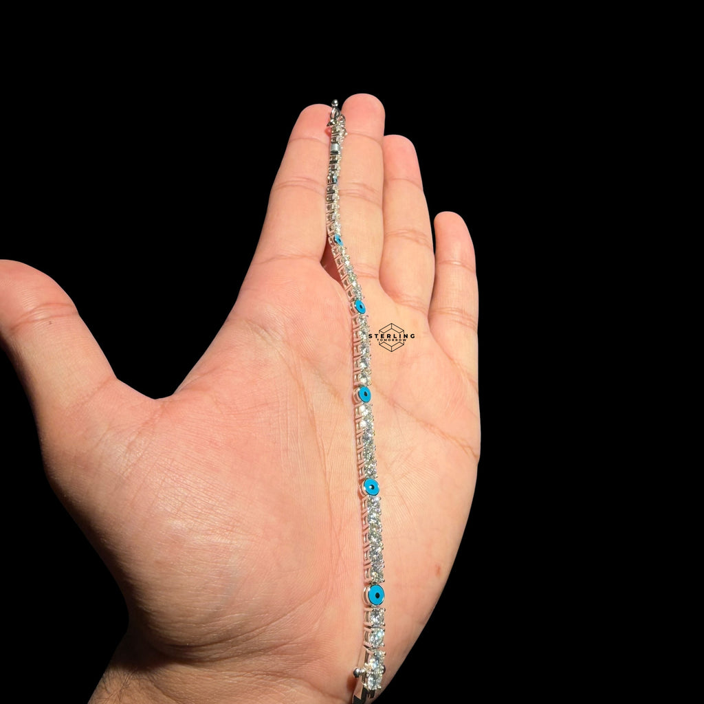 5mm Moissanite Evil Eye Tennis Bracelet Womens