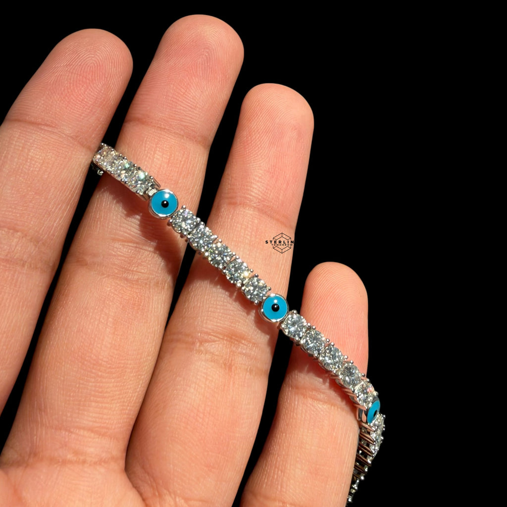 5mm Moissanite Evil Eye Tennis Bracelet Womens