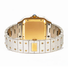 Moissanite Yellow Two Tone 40mm Stainless Steel Watch - Pass Diamond Testers