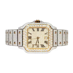 Moissanite Yellow Two Tone 40mm Stainless Steel Watch - Pass Diamond Testers