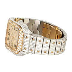 Moissanite Yellow Two Tone 40mm Stainless Steel Watch - Pass Diamond Testers