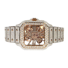 Rose Two Tone Skeleton Moissanite Watch