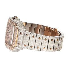 Rose Two Tone Skeleton Moissanite Watch