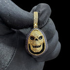14K Gold Iced Out Skull Pendant | Black & Purple CZ Diamond Hip Hop Necklace