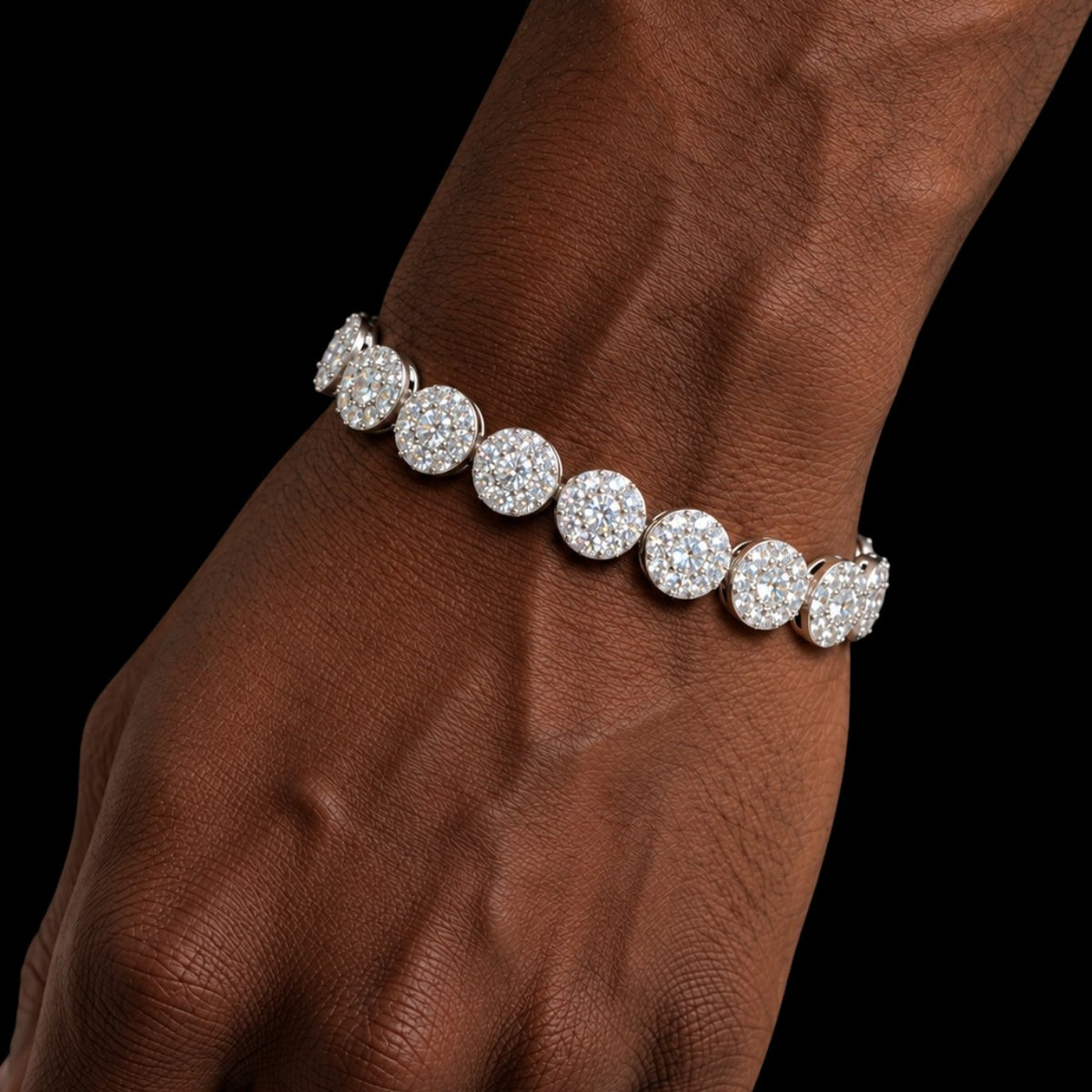 7mm Moissanite Cluster Bracelet 8"