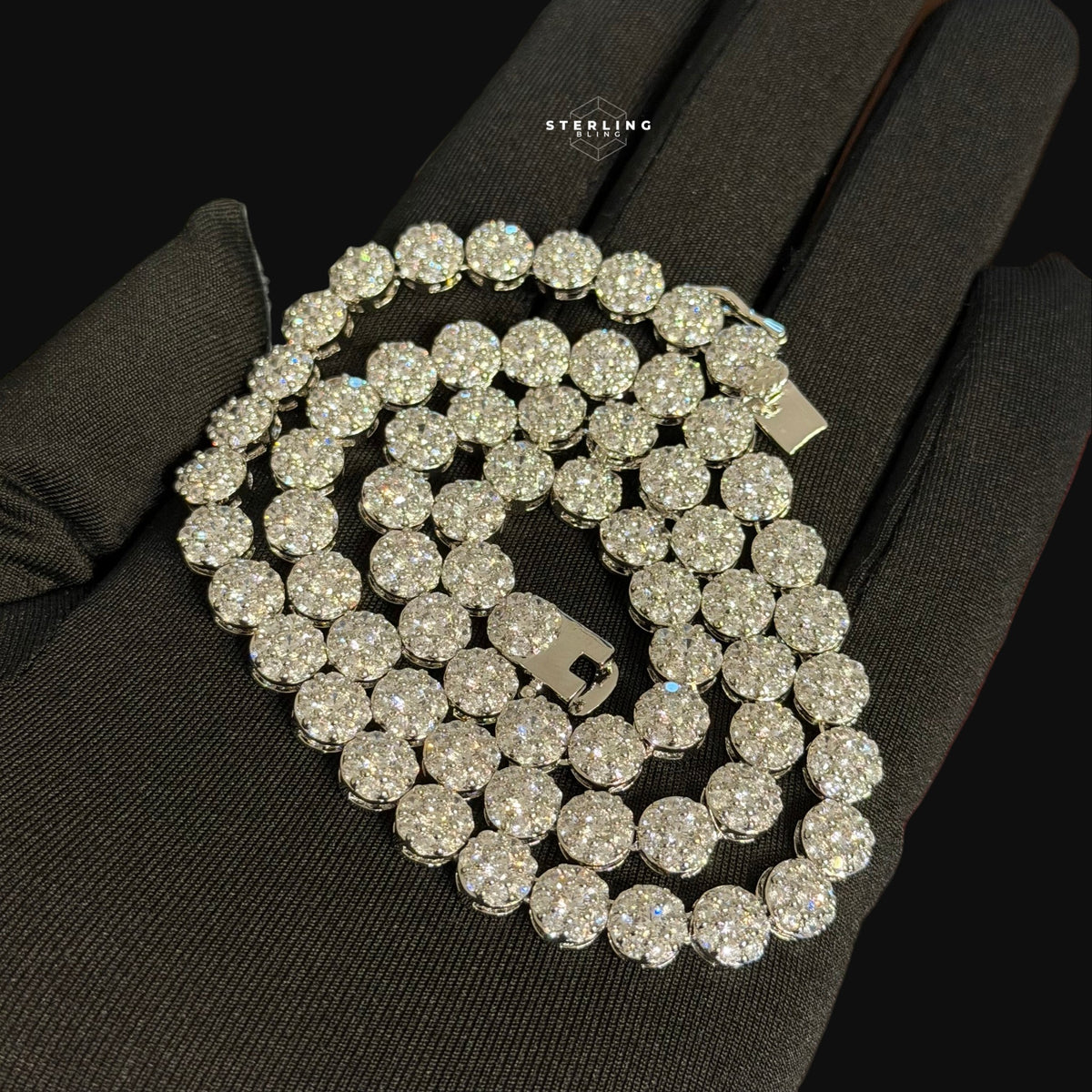 Moissanite 7mm Cluster Tennis Necklace