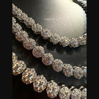 7mm Flower Tennis Necklace 14k Gold Plated CZ