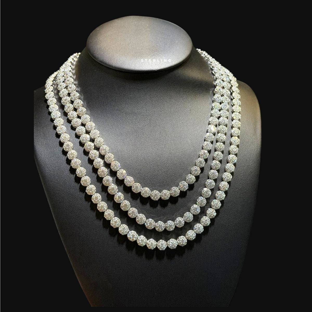 7mm Flower Tennis Necklace 14k Gold Plated CZ