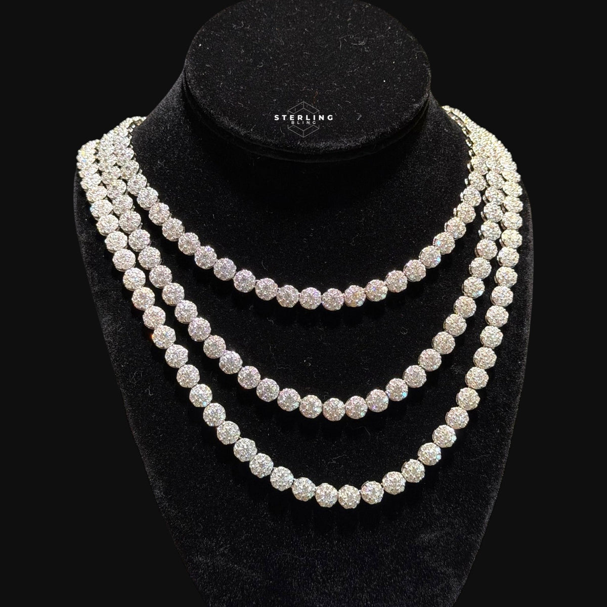 Moissanite 7mm Cluster Tennis Necklace