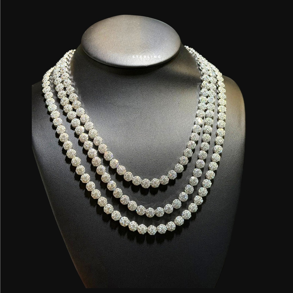 Moissanite 7mm Cluster Tennis Necklace