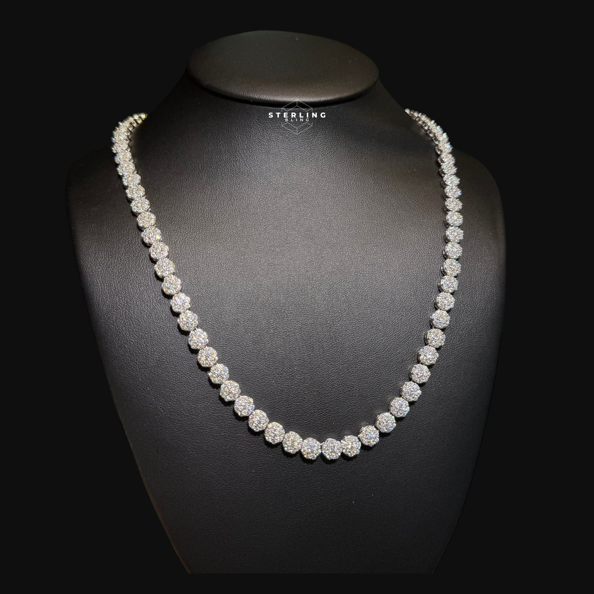 Moissanite 7mm Cluster Tennis Necklace
